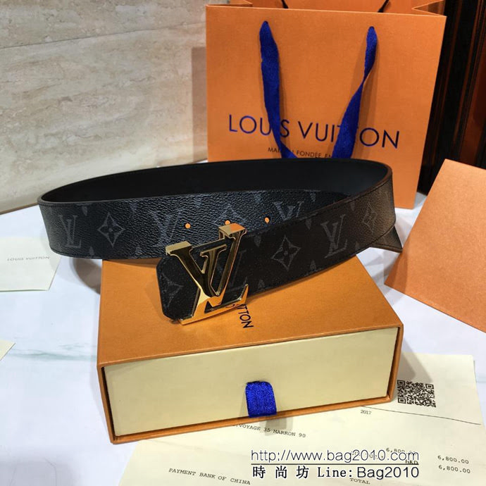 路易威登LV LV INITIALES 雙面腰帶 暗色釕金搭扣 小牛皮男款腰帶  xfp1112